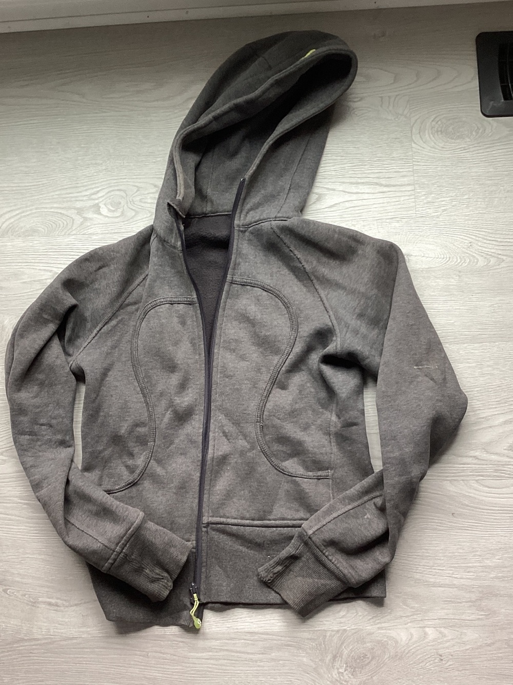 lululemon athletica Charcoal Gray Hoodie with Yellow Logo